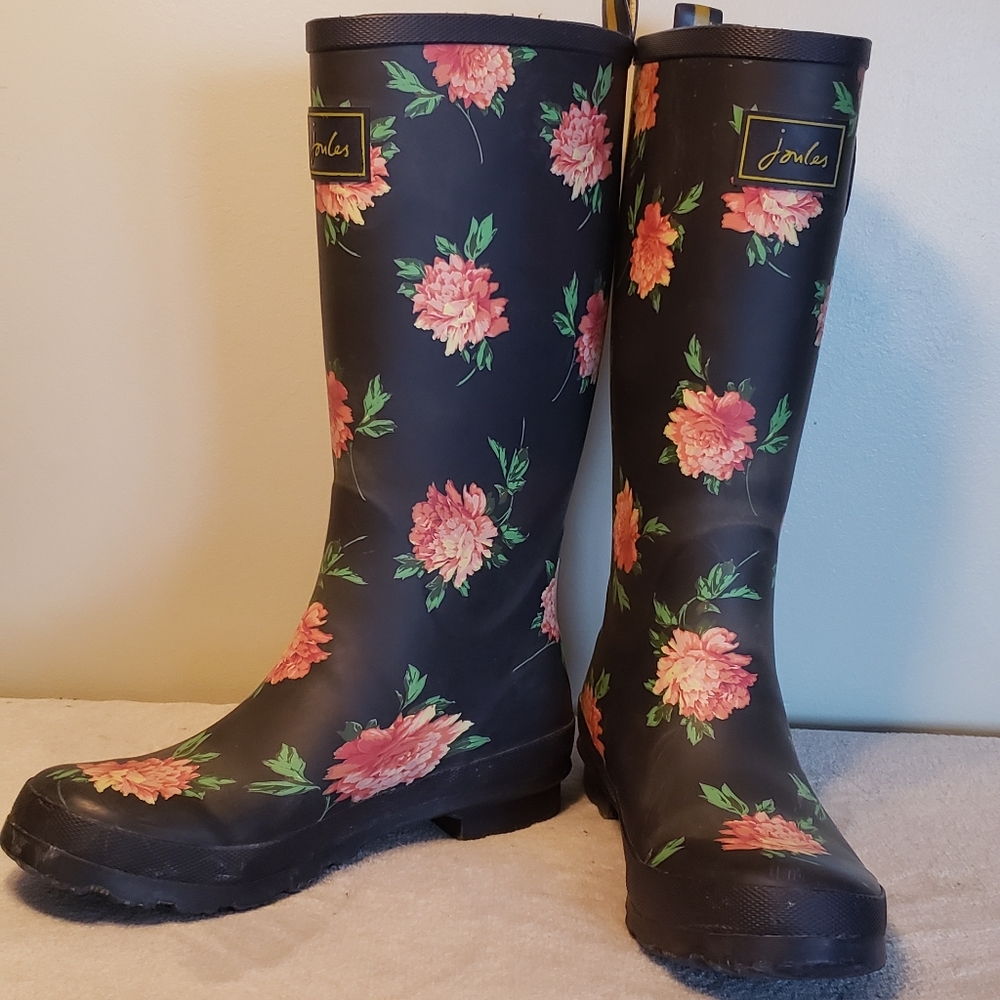 Joules floral welly print rainboots